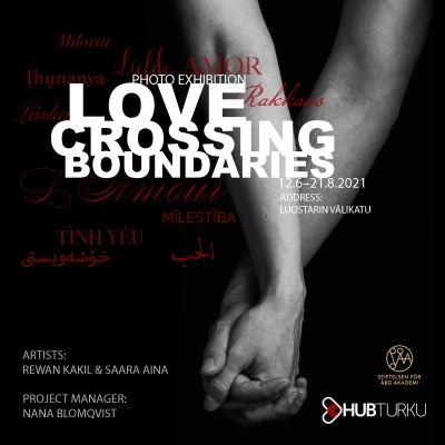 Flyer for the exhibition Love crossing boundaries, summer 2021, Turku